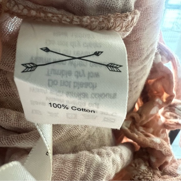 Rylee And Cru Peach/Orange Tie Shoulder Dotted Bubble Romper Cotton Sz 12/18 M - Picture 7 of 8